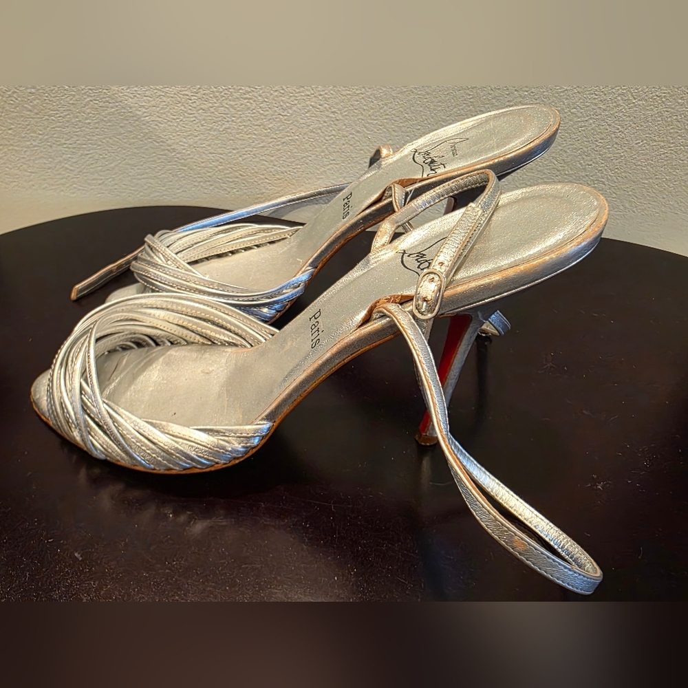 Christian Louboutin Silver Strappy Heels - Picture 10 of 16